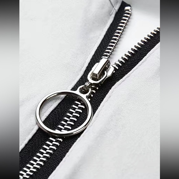 SALE 🩶 Heart Print Zipper Blouse, Casual Long Sleeve V Neck - Picture 6 of 6